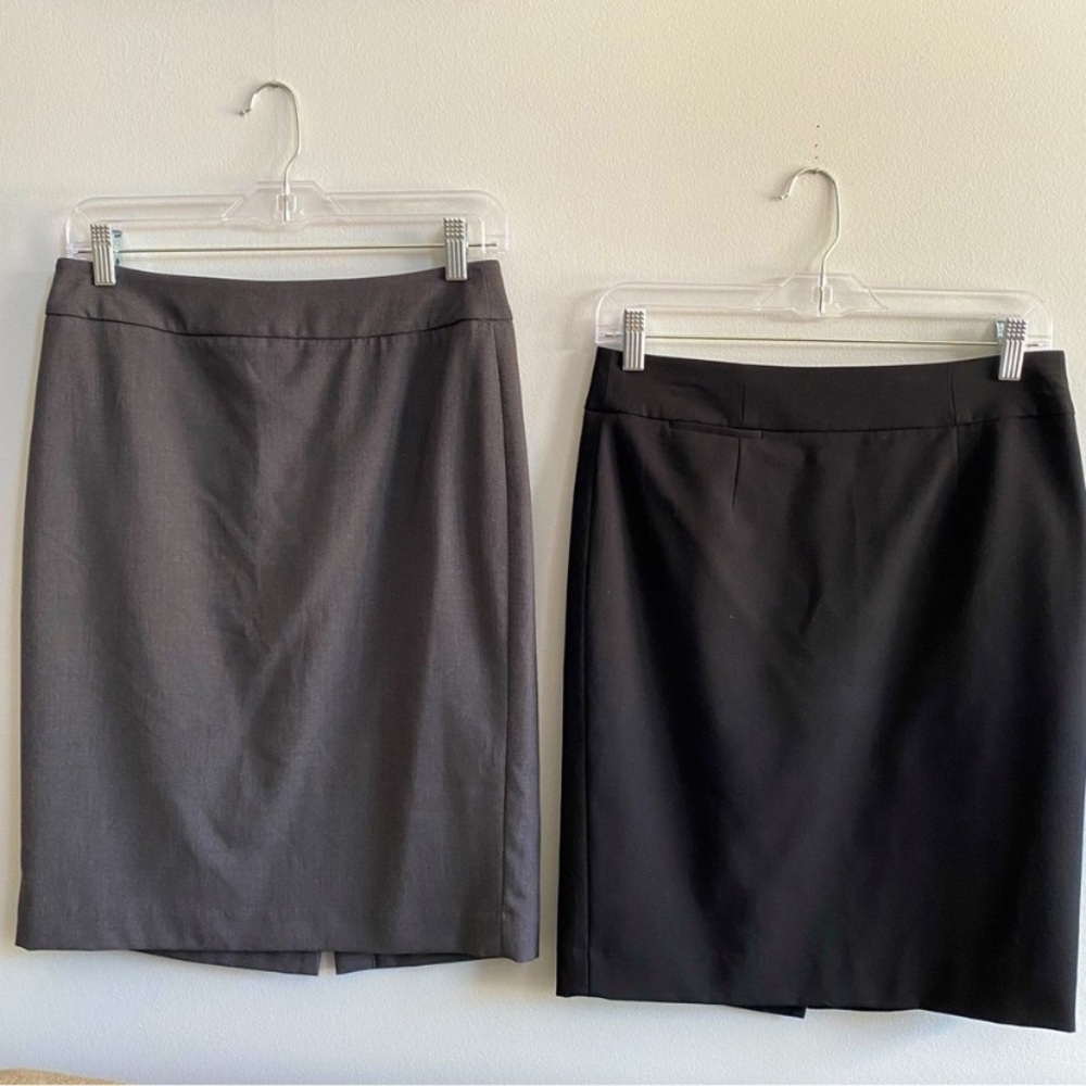 Calvin Klein Pencil Skirts Career Office Basics Minimalist Stretch Black Gray 4